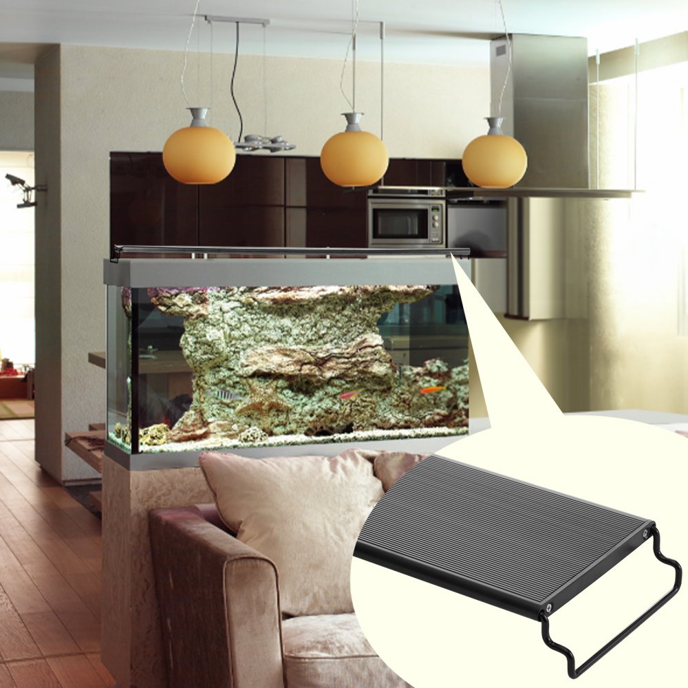 VEVOR Aquarium Light with LCD Monitor, 14W Full Spectrum Fish Tank Light with 24/7 Natural Mode, Adjustable Brightness & Timer - Aluminum Alloy Shell Extendable Brackets for 12