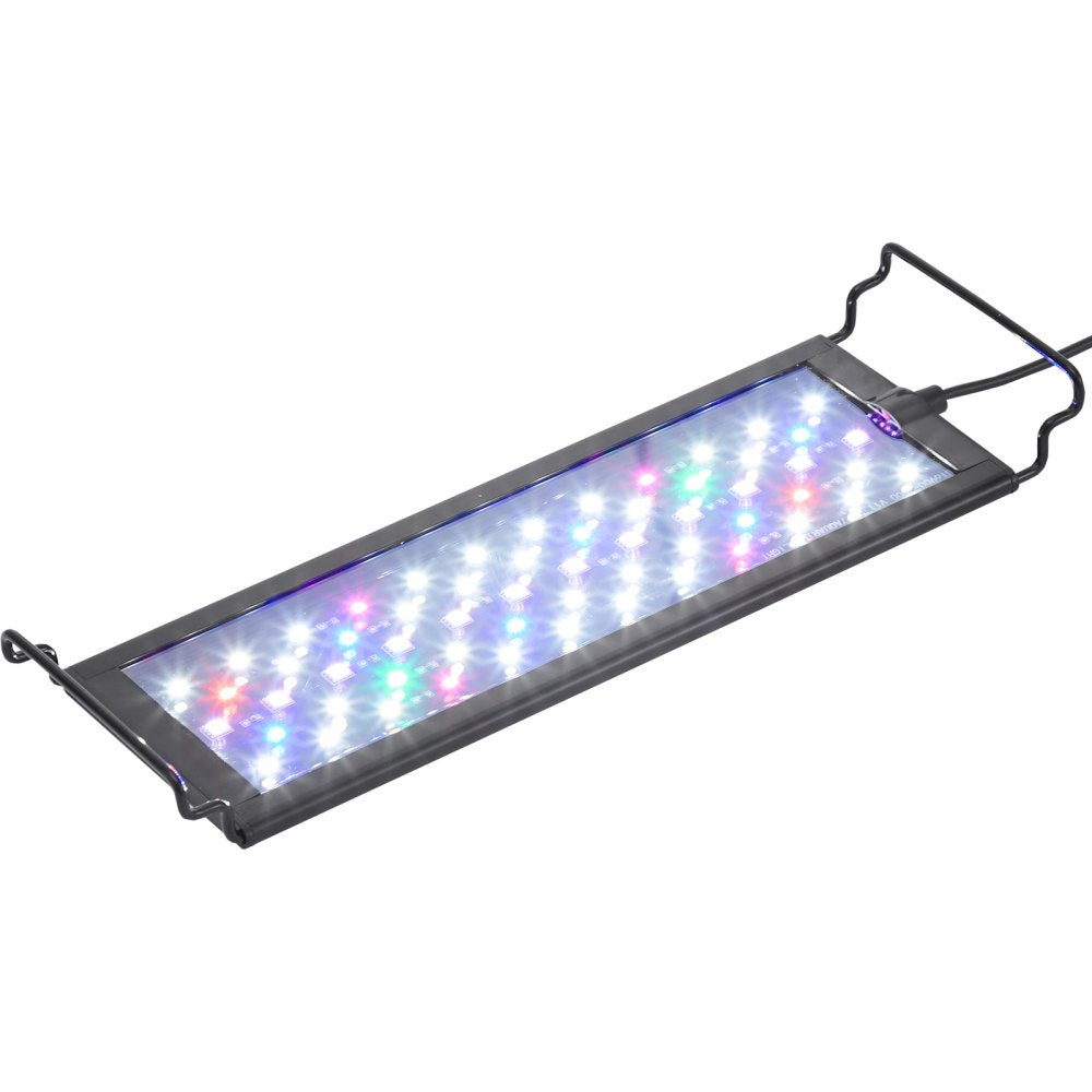 VEVOR Aquarium Light with LCD Monitor, 14W Full Spectrum Fish Tank Light with 24/7 Natural Mode, Adjustable Brightness & Timer - Aluminum Alloy Shell Extendable Brackets for 12