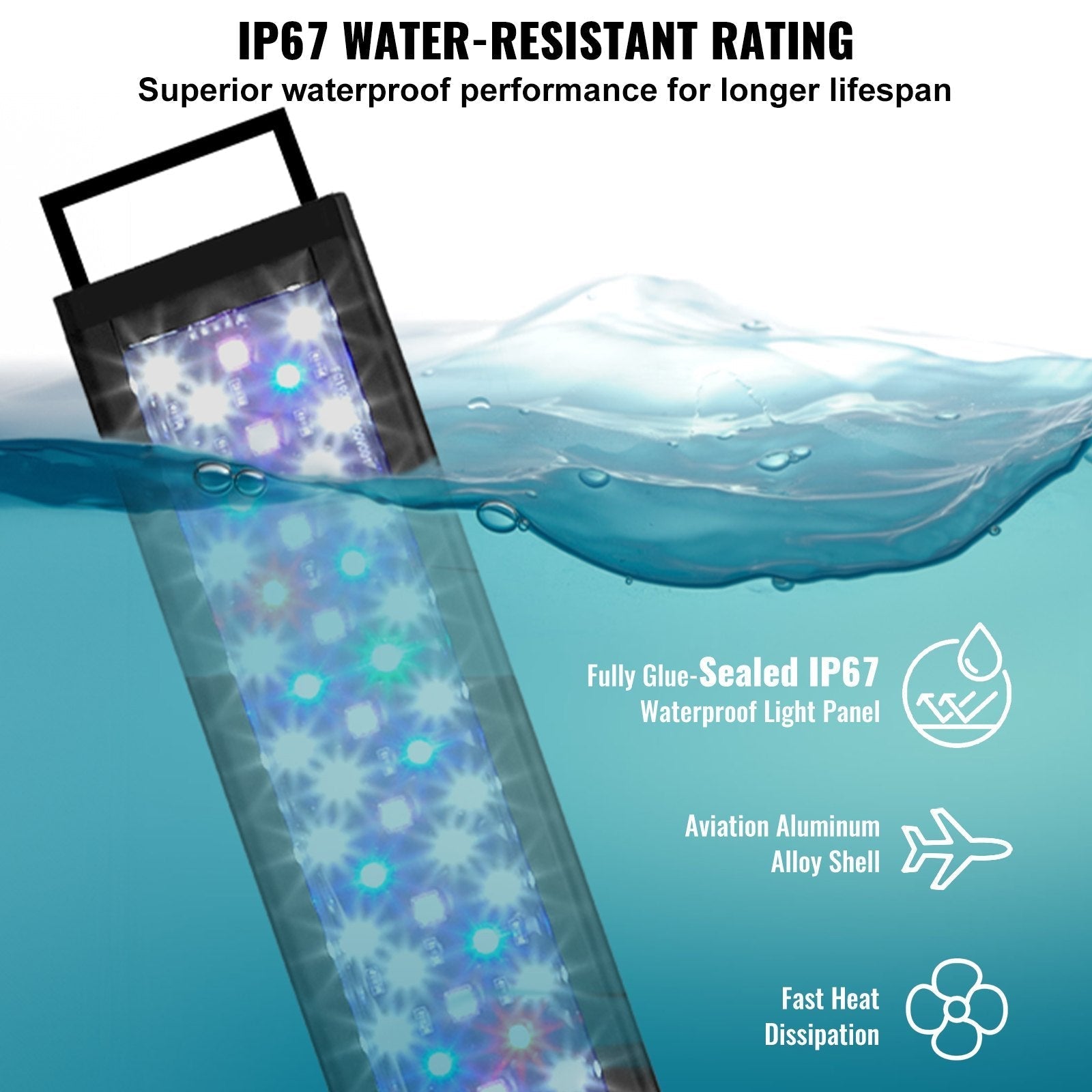VEVOR Aquarium Light, 18W Full Spectrum Fish Tank Light with 24/7 Natural Mode, Adjustable Timer & 5-Level Brightness, with Aluminum Alloy Shell Extendable Brackets for 18
