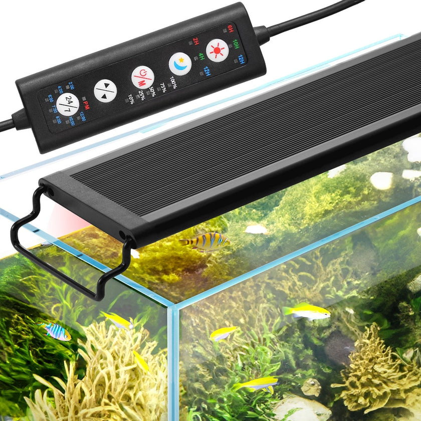 VEVOR Aquarium Light, 18W Full Spectrum Fish Tank Light with 24/7 Natural Mode, Adjustable Timer & 5-Level Brightness, with Aluminum Alloy Shell Extendable Brackets for 18