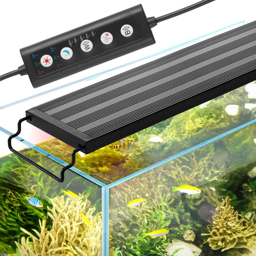 VEVOR Aquarium Light, 14W Full Spectrum Fish Tank Light with 5 Levels Adjustable Brightness, Adjustable Timer and Power-Off Memory, with ABS Shell Extendable Brackets for 18
