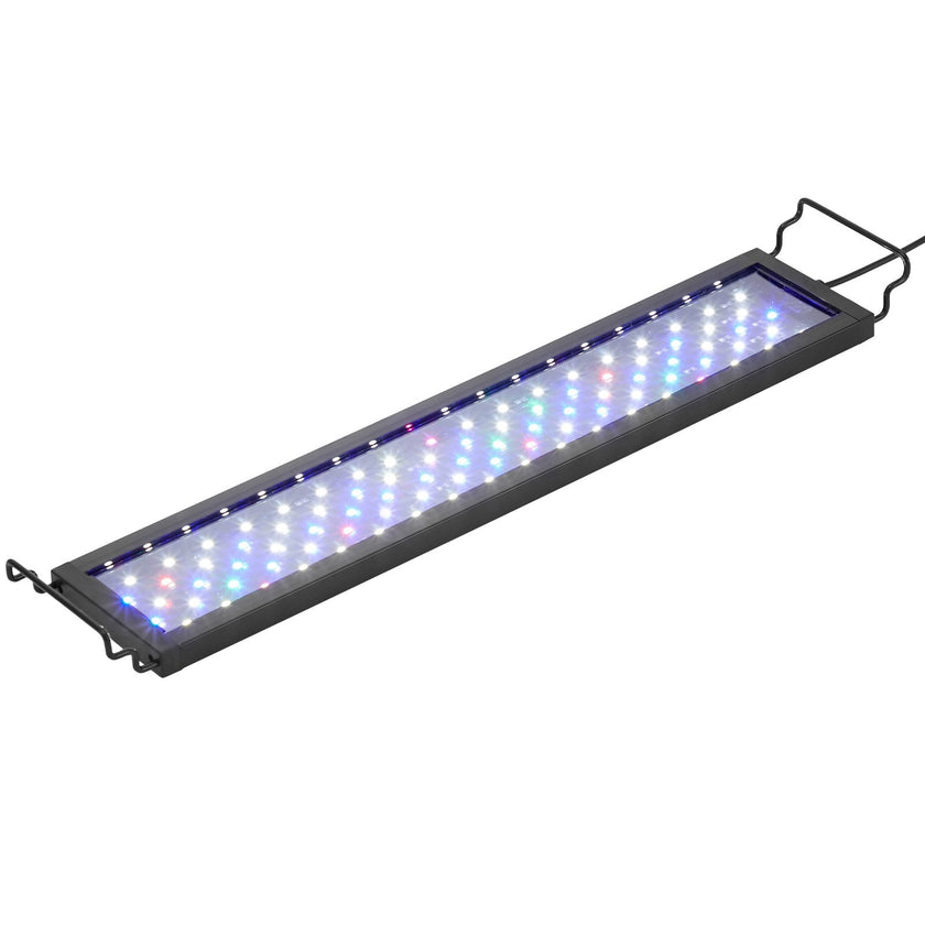 VEVOR Aquarium Light, 14W Full Spectrum Fish Tank Light with 5 Levels Adjustable Brightness, Adjustable Timer and Power-Off Memory, with ABS Shell Extendable Brackets for 18