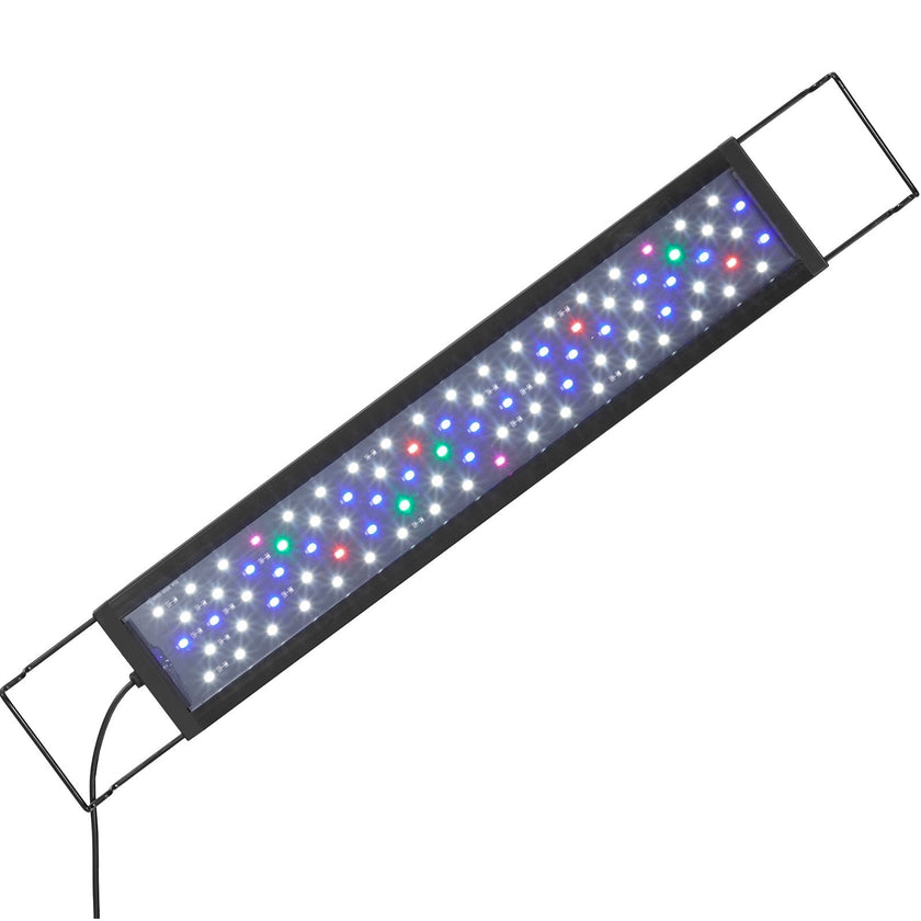 VEVOR Aquarium Light, 14W Full Spectrum Fish Tank Light with 5 Levels Adjustable Brightness, Adjustable Timer and Power-Off Memory, with ABS Shell Extendable Brackets for 18