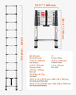 VEVOR Telescoping Ladder Stainless Steel Extension Step 10.5ft Portable Ladders