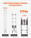 VEVOR Telescoping Ladder Stainless Steel Extension Step 16.5ft Portable Ladders