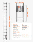 VEVOR Telescoping Ladder Stainless Steel Extension Step 16.5ft Portable Ladders