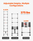 VEVOR Telescoping Ladder Stainless Steel Extension Step 8.5ft Portable Ladders