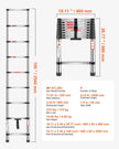 VEVOR Telescoping Ladder Stainless Steel Extension Step 8.5ft Portable Ladders