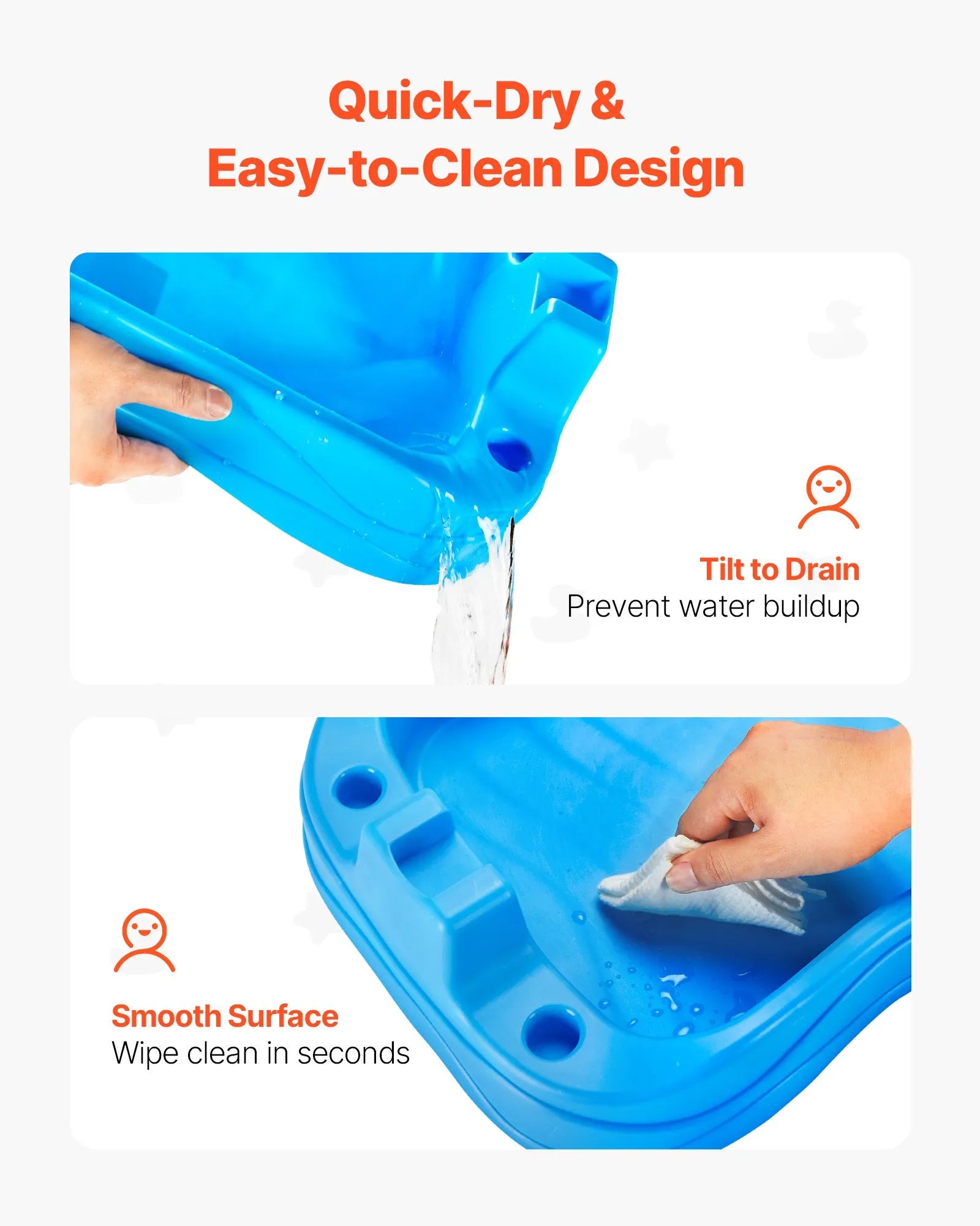 VEVOR Sand & Water Table for Toddlers Double-Sided Kids Activity Waterfall Table