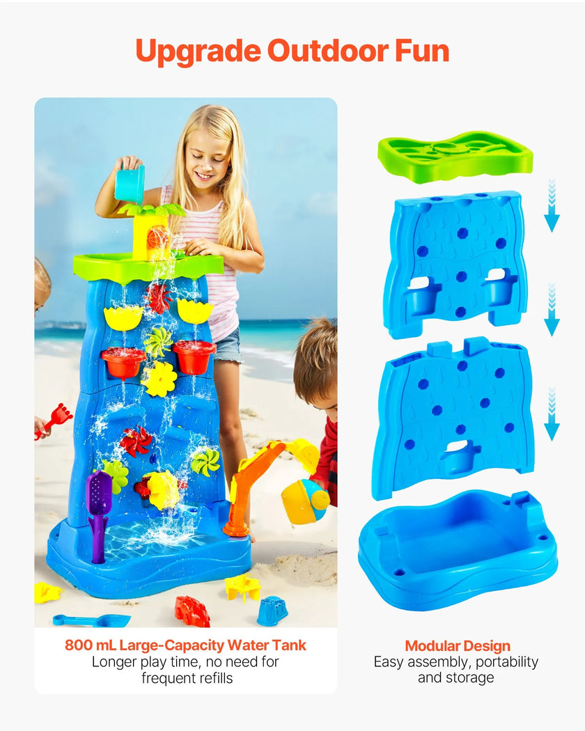 VEVOR Sand & Water Table for Toddlers Double-Sided Kids Activity Waterfall Table