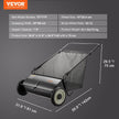 VEVOR Push Lawn Sweeper, 26-inch Leaf & Grass Collector, Strong Rubber Wheels & Heavy Duty Thickened Steel, Durable to Use with Large Capacity 7 cu. ft. Mesh Collection Hopper Bag, 4 Spinning Brushes