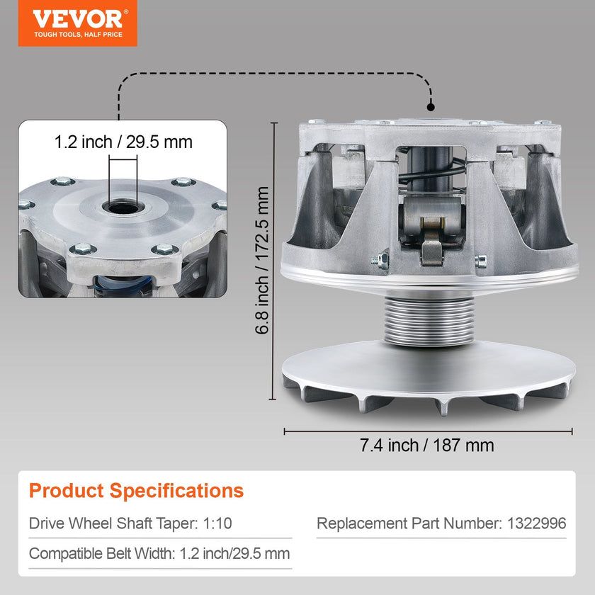 VEVOR Primary Drive Clutch Fits for Polaris RZR 800 2010-2014, Polaris RANGER 800 2012-2017, Drive Clutch Assembly 1.16