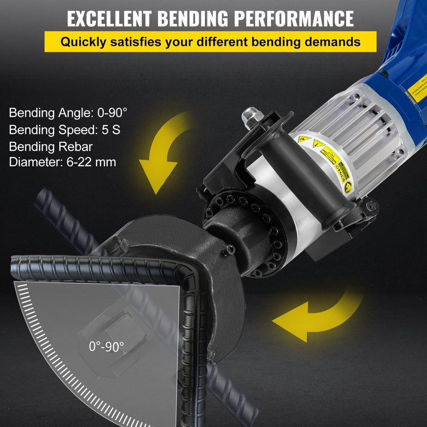 VEVOR Hand Held Rebar Bender, 1200W, Electric Rebar Bender, 22 mm Max Rebar Diameter, Portable Hydraulic Electric Rebar Steel Bender, Bending Machine For Bending Rebar, Steel Bar, Steel Rod
