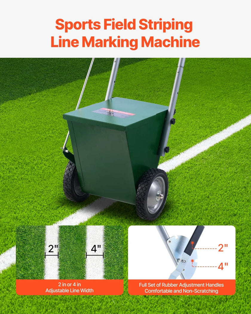 VEVOR Dry Line Marker 2-Wheel 2 or 4 in Lines Heavy Duty Steel Chalker 25 lbs