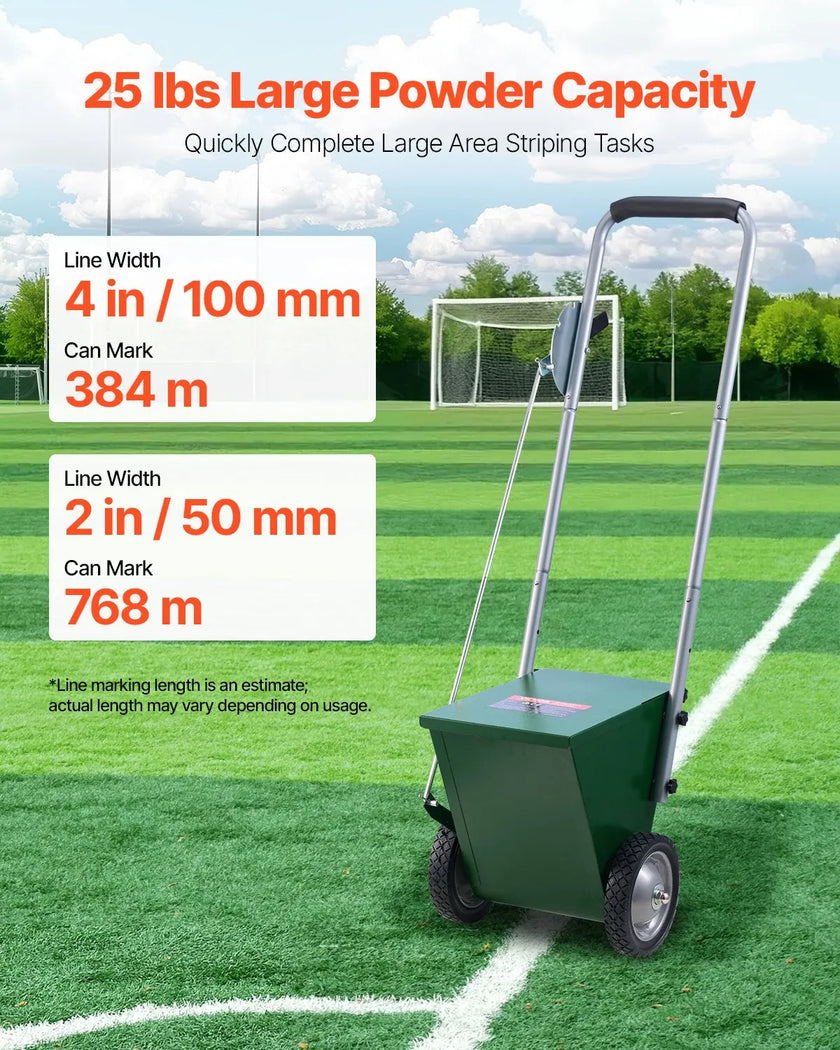 VEVOR Dry Line Marker 2-Wheel 2 or 4 in Lines Heavy Duty Steel Chalker 25 lbs