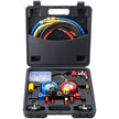 VEVOR 4 Way AC Gauge - AC Manifold Gauge Set for R134A R22 R12 R502 Refrigerant, Freon Gauges with 5ft Hoses, Couplers, Can Tap Works on Car Auto Freon Charging and Evacuation