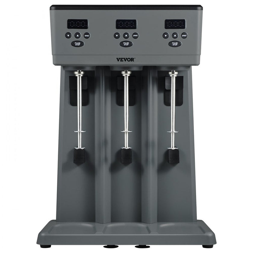 VEVOR Milkshake Maker, 375W x 3 Electric Milkshake Machine, Commercial Triple Heads Drink Mixer Blender, LED Intelligent Microswitch, 3-Speed Milkshake Mixer with 3 x 820 ml Stainless Steel Cups