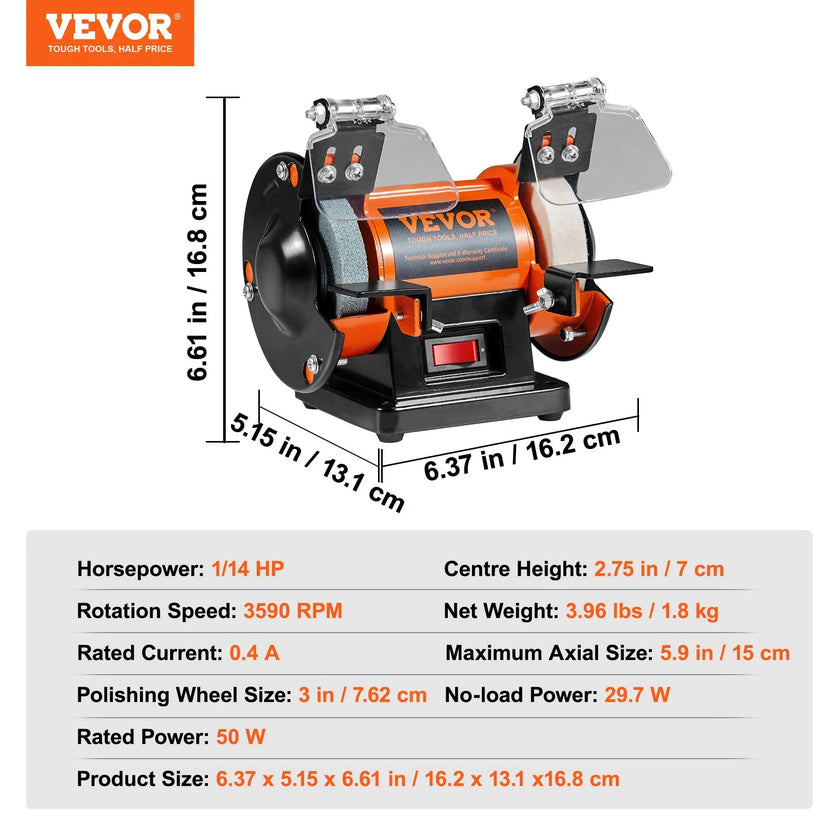VEVOR Bench Polisher & Buffing Machine for Metal/Jewelry/Wood - With Wool & Abrasive Wheels, 100 Tools, 3590RPM