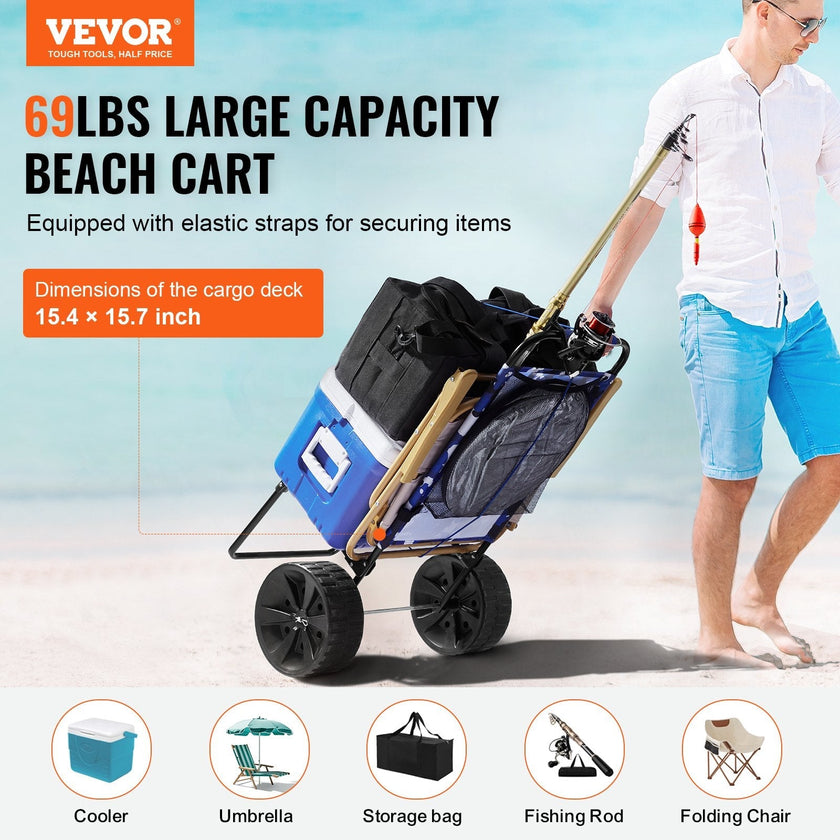 VEVOR Beach Dolly with Big Wheels for Sand, 15.4