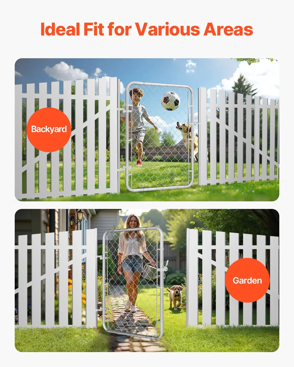 VEVOR Chain Link Fence Gate Fit 2-6 ft x 4 ft Garden Gate Posts Not Included