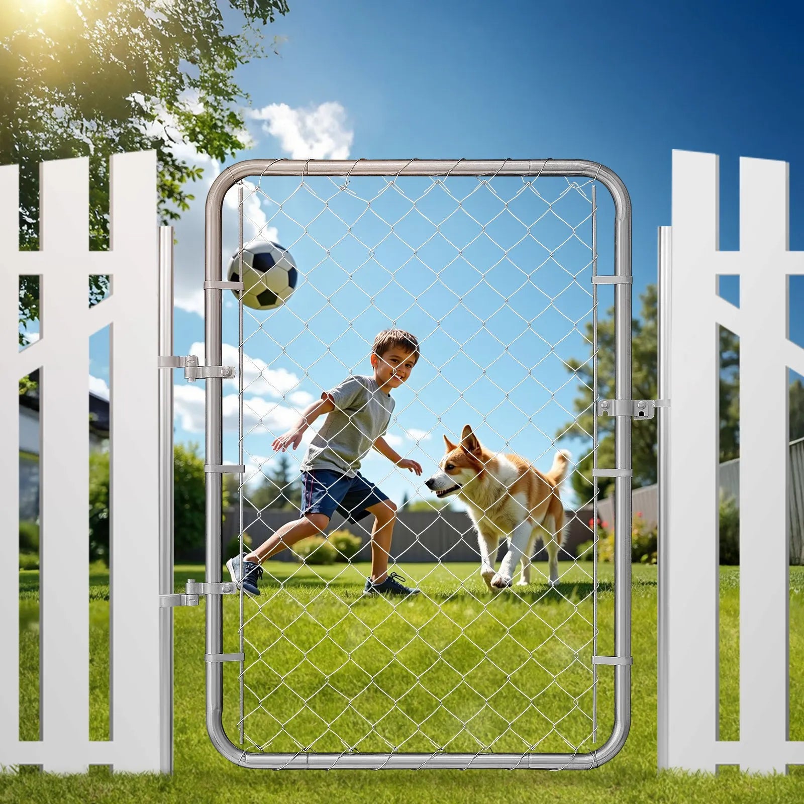 VEVOR Chain Link Fence Gate Fit 2-6 ft x 4 ft Garden Gate Posts Not Included