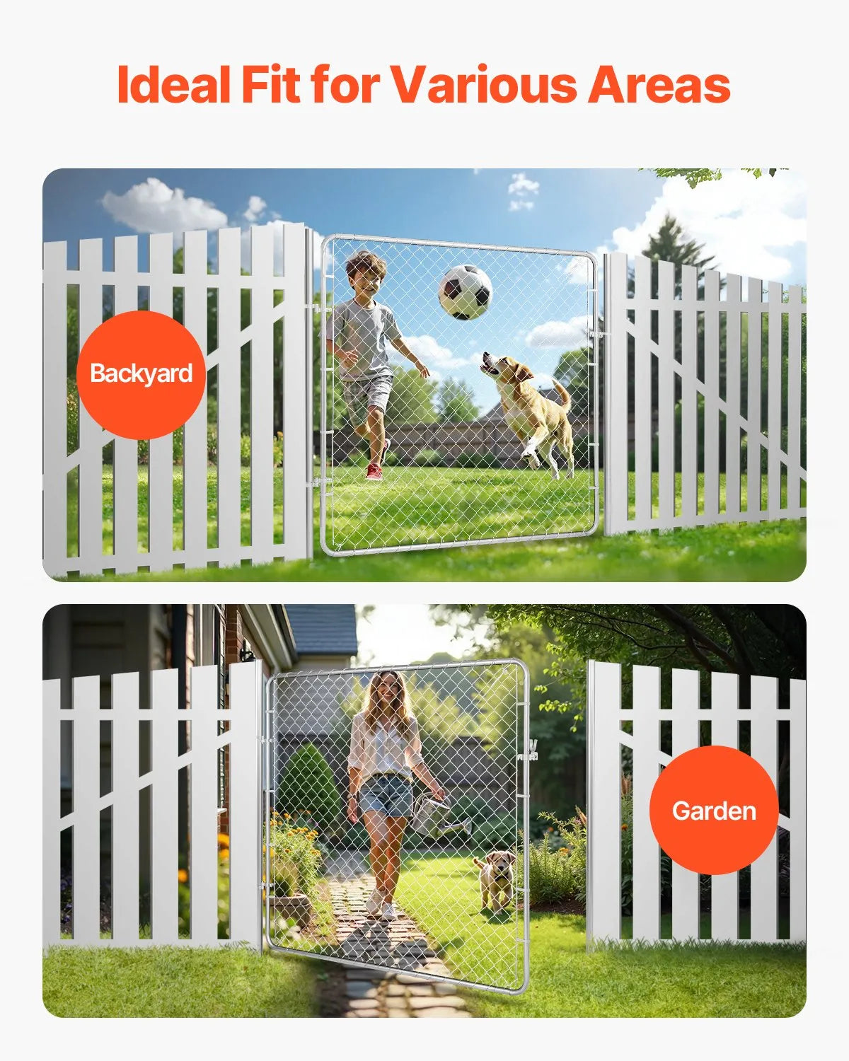 VEVOR Chain Link Fence Gate Fit 3 ft x 4 ft Garden Fence Gate Posts Not Included