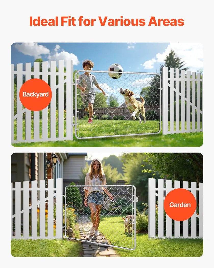 VEVOR Chain Link Fence Gate Fit 2.2-6 ft x 6 ft Garden Gate Posts Not Included