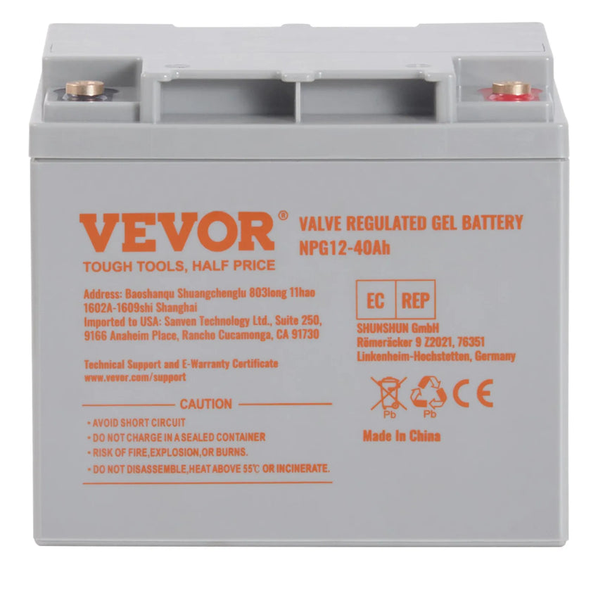 VEVOR Deep Cycle Battery, 12V 40AH, AGM Marine Rechargeable Battery, High Self-Discharge Rate 400A Discharge Current for Mobility Scooters Electric Wheelchairs Go-Karts e-Bikes, Tested to UL Standards