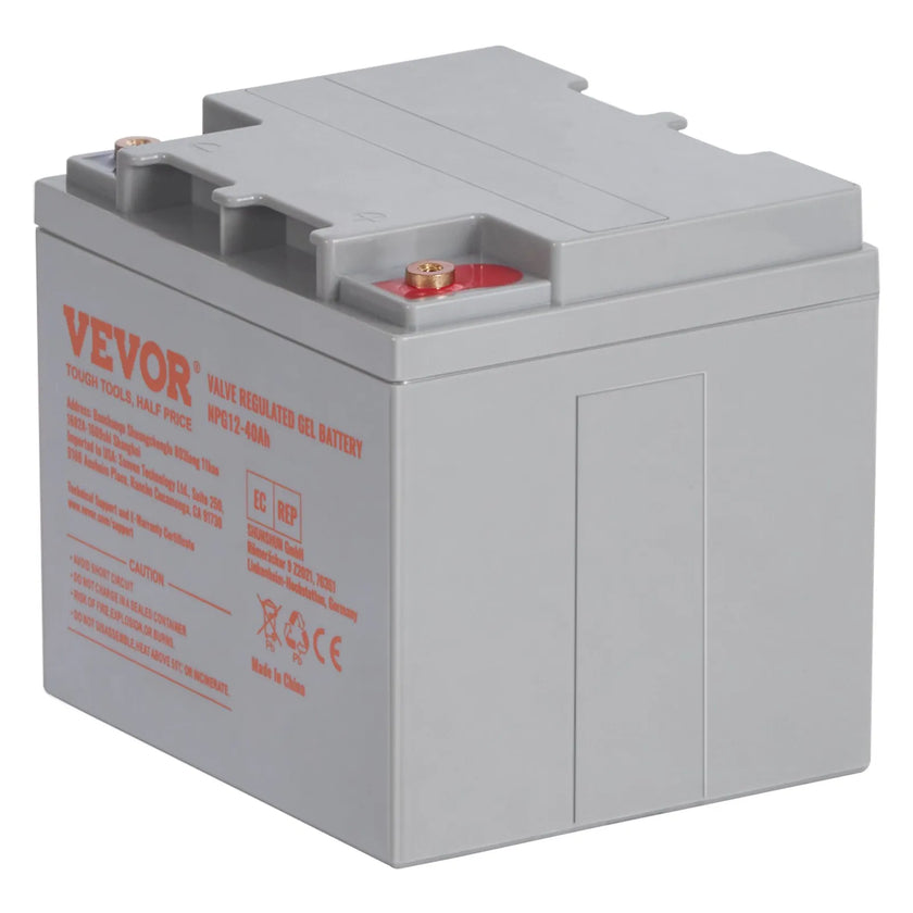 VEVOR Deep Cycle Battery, 12V 40AH, AGM Marine Rechargeable Battery, High Self-Discharge Rate 400A Discharge Current for Mobility Scooters Electric Wheelchairs Go-Karts e-Bikes, Tested to UL Standards