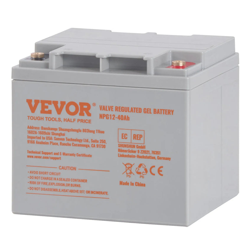 VEVOR Deep Cycle Battery, 12V 40AH, AGM Marine Rechargeable Battery, High Self-Discharge Rate 400A Discharge Current for Mobility Scooters Electric Wheelchairs Go-Karts e-Bikes, Tested to UL Standards