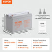 VEVOR Deep Cycle Battery, 12V 100 AH, AGM Marine Rechargeable Battery, High Self-Discharge Rate 800A Current, for RV Solar Marine Off-Grid Applications UPS Backup Power System, Tested to UL Standards
