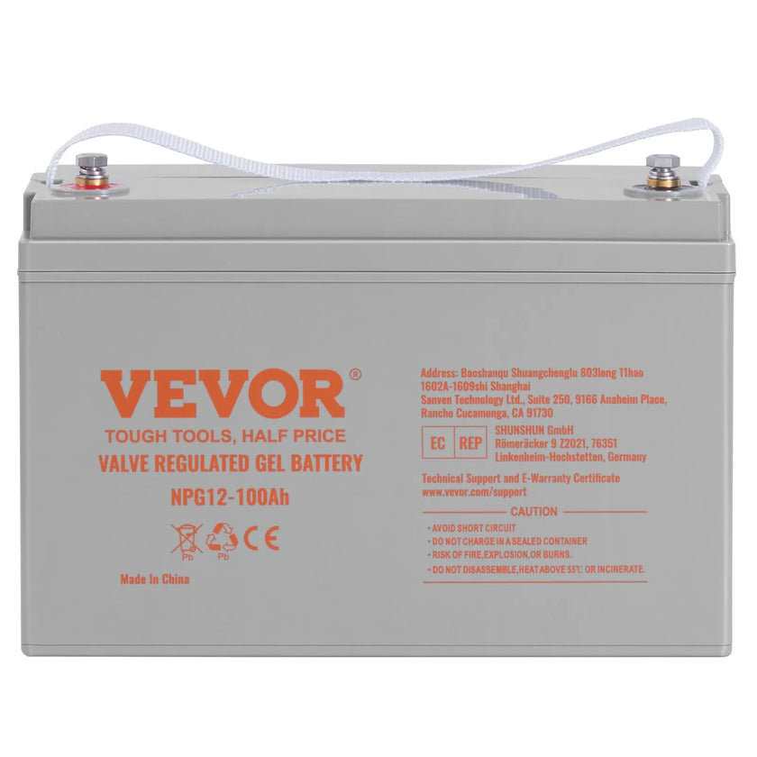 VEVOR Deep Cycle Battery, 12V 100 AH, AGM Marine Rechargeable Battery, High Self-Discharge Rate 800A Current, for RV Solar Marine Off-Grid Applications UPS Backup Power System, Tested to UL Standards