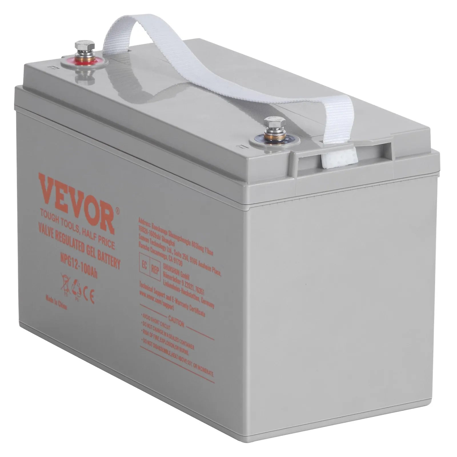 VEVOR Deep Cycle Battery, 12V 100 AH, AGM Marine Rechargeable Battery, High Self-Discharge Rate 800A Current, for RV Solar Marine Off-Grid Applications UPS Backup Power System, Tested to UL Standards