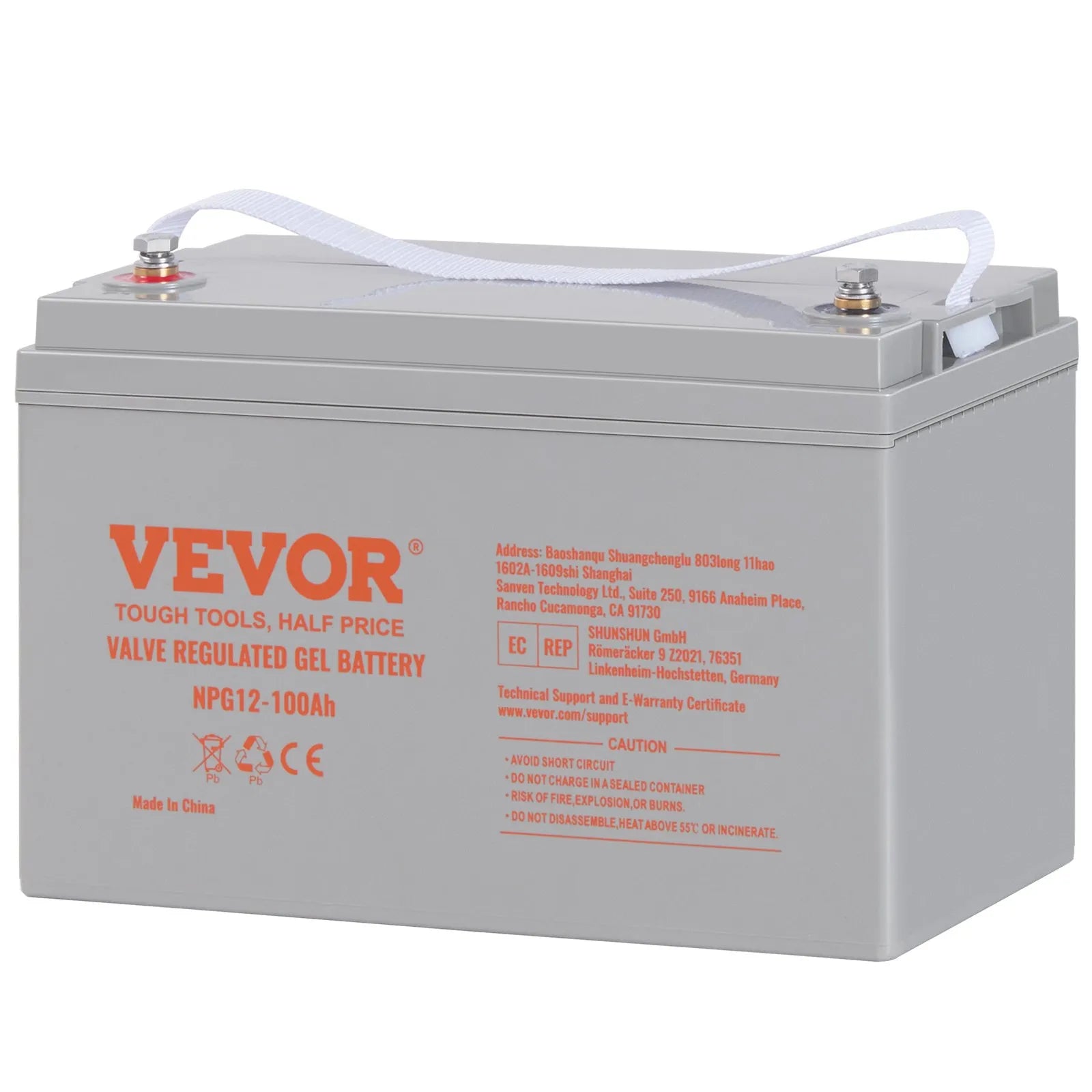 VEVOR Deep Cycle Battery, 12V 100 AH, AGM Marine Rechargeable Battery, High Self-Discharge Rate 800A Current, for RV Solar Marine Off-Grid Applications UPS Backup Power System, Tested to UL Standards