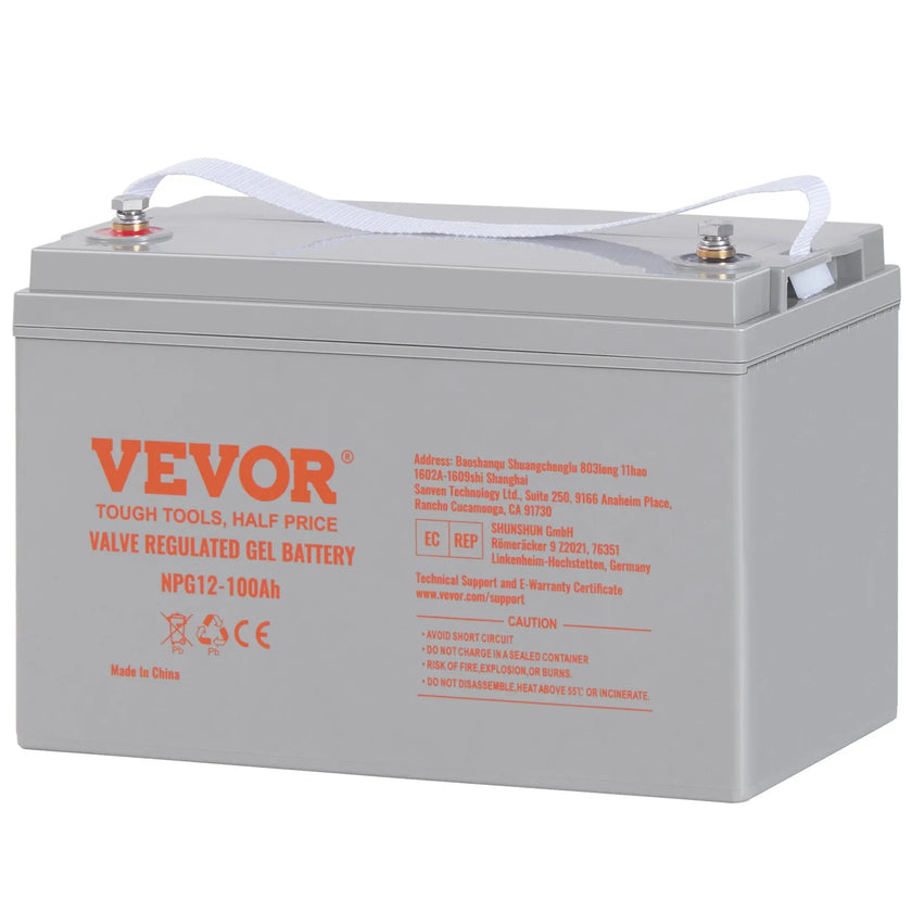 VEVOR Deep Cycle Battery, 12V 100 AH, AGM Marine Rechargeable Battery, High Self-Discharge Rate 800A Current, for RV Solar Marine Off-Grid Applications UPS Backup Power System, Tested to UL Standards