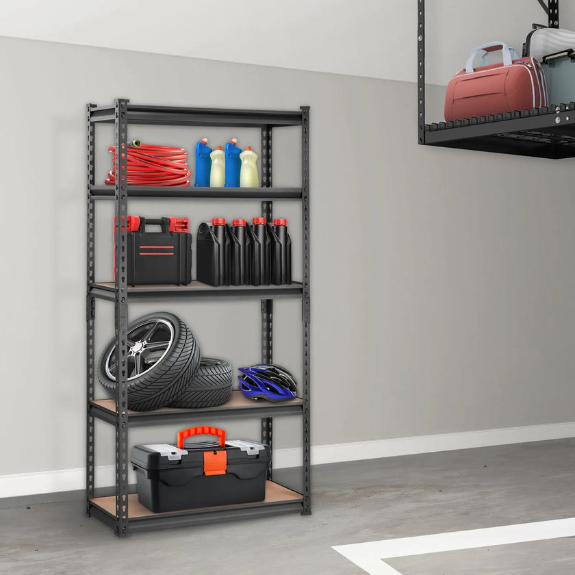 VEVOR Storage Shelving Unit, 5-Tier Adjustable, 2000 lbs Capacity, Heavy Duty Garage Shelves Metal Organizer Utility Rack, Black, 30