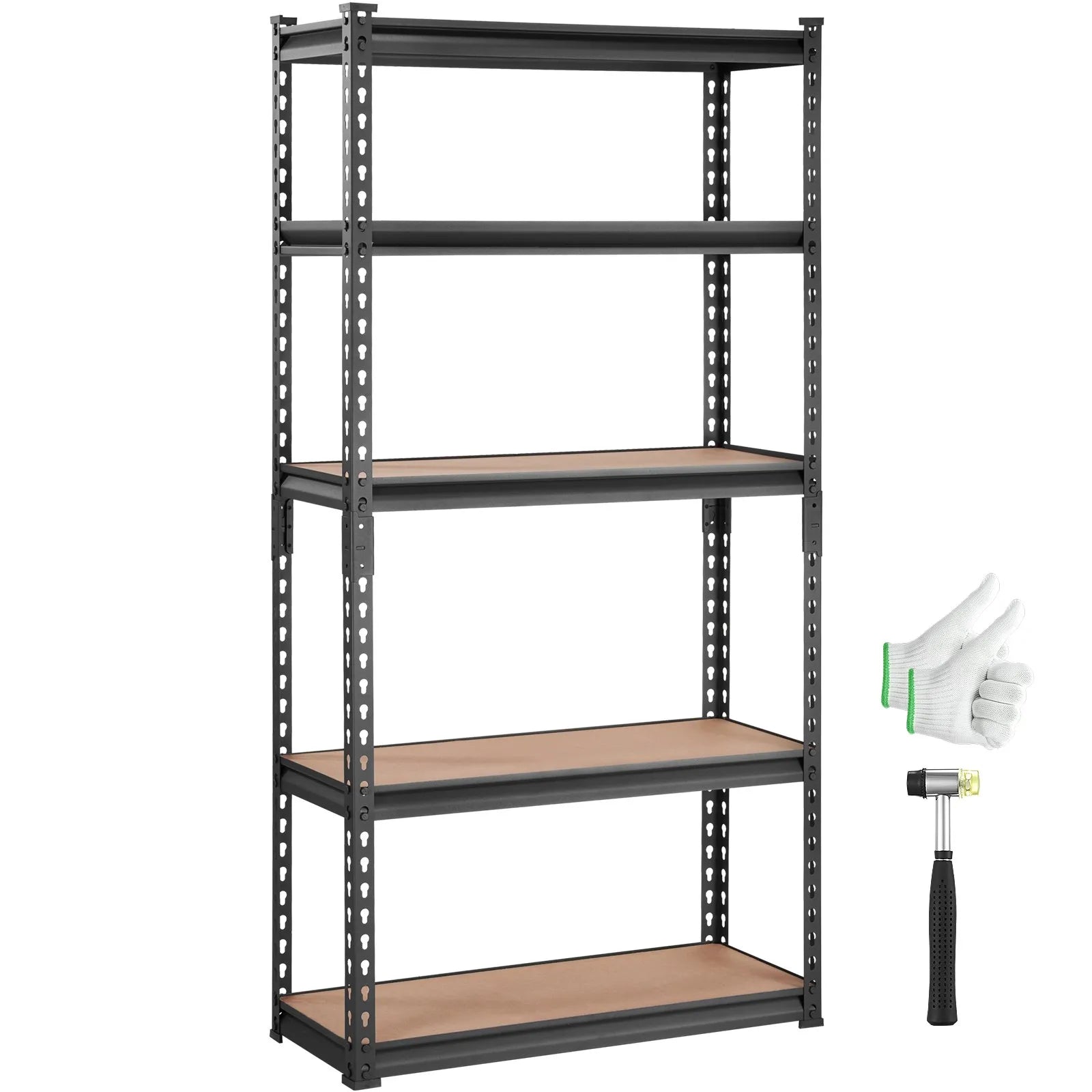 VEVOR Storage Shelving Unit, 5-Tier Adjustable, 2000 lbs Capacity, Heavy Duty Garage Shelves Metal Organizer Utility Rack, Black, 30