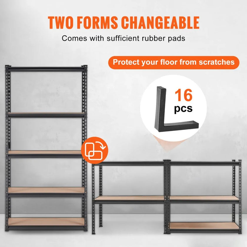VEVOR Storage Shelving Unit, 5-Tier Adjustable, 2000 lbs Capacity, Heavy Duty Garage Shelves Metal Organizer Utility Rack, Black, 36
