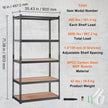 VEVOR Storage Shelving Unit, 5-Tier Adjustable, 2000 lbs Capacity, Heavy Duty Garage Shelves Metal Organizer Utility Rack, Black, 36