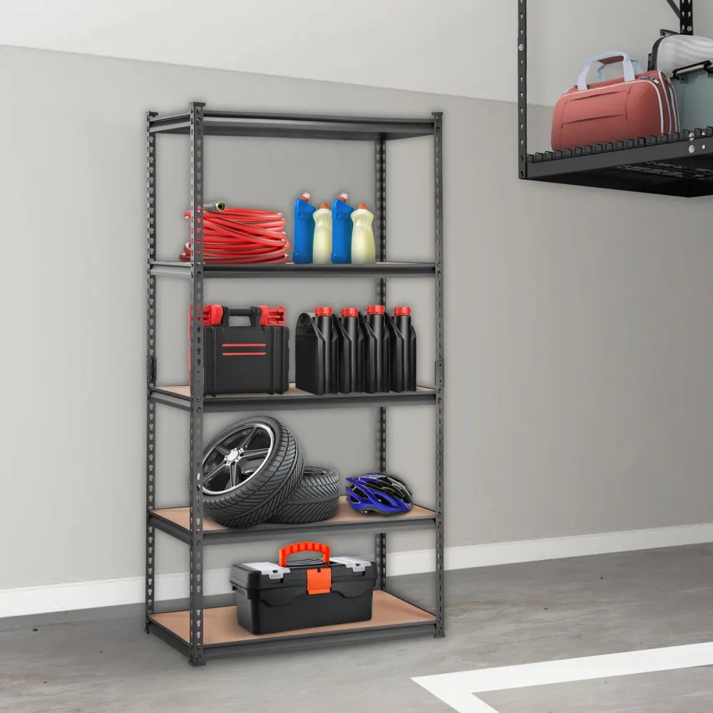 VEVOR Storage Shelving Unit, 5-Tier Adjustable, 2000 lbs Capacity, Heavy Duty Garage Shelves Metal Organizer Utility Rack, Black, 36