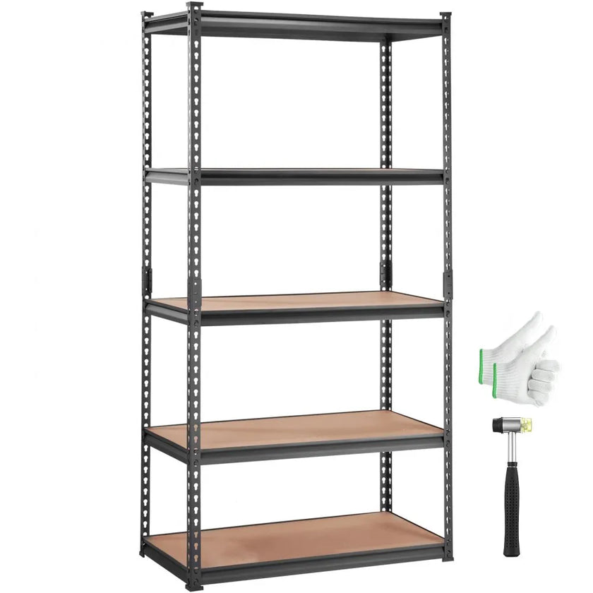 VEVOR Storage Shelving Unit, 5-Tier Adjustable, 2000 lbs Capacity, Heavy Duty Garage Shelves Metal Organizer Utility Rack, Black, 36