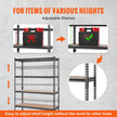 VEVOR Storage Shelving Unit, 5-Tier Adjustable, 2000 lbs Capacity, Heavy Duty Garage Shelves Metal Organizer Utility Rack, Black, 18
