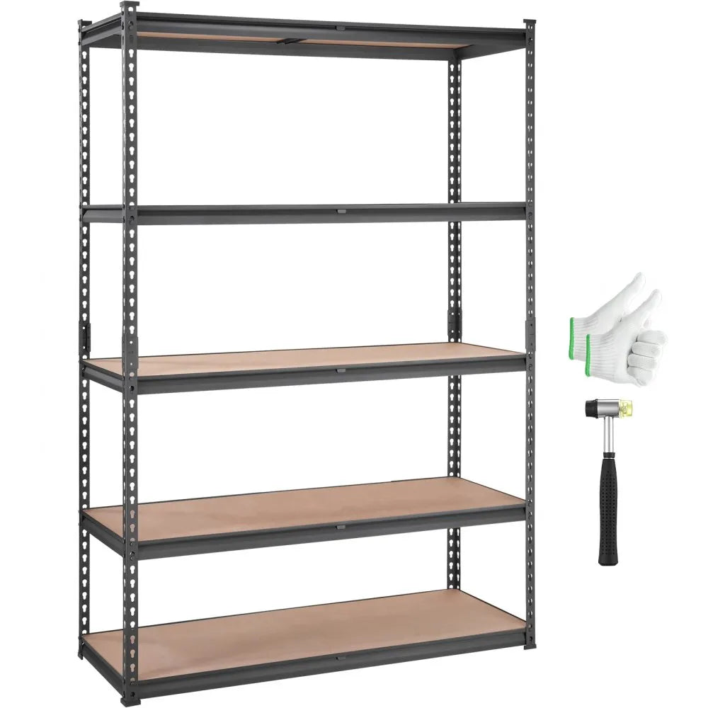 VEVOR Storage Shelving Unit, 5-Tier Adjustable, 2000 lbs Capacity, Heavy Duty Garage Shelves Metal Organizer Utility Rack, Black, 18