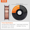 VEVOR Solid MIG Welding Wire, ER70S-6 0.035-inch 11LBS with Low Splatter and High Levels of Deoxidizers for All Position Gas Welding
