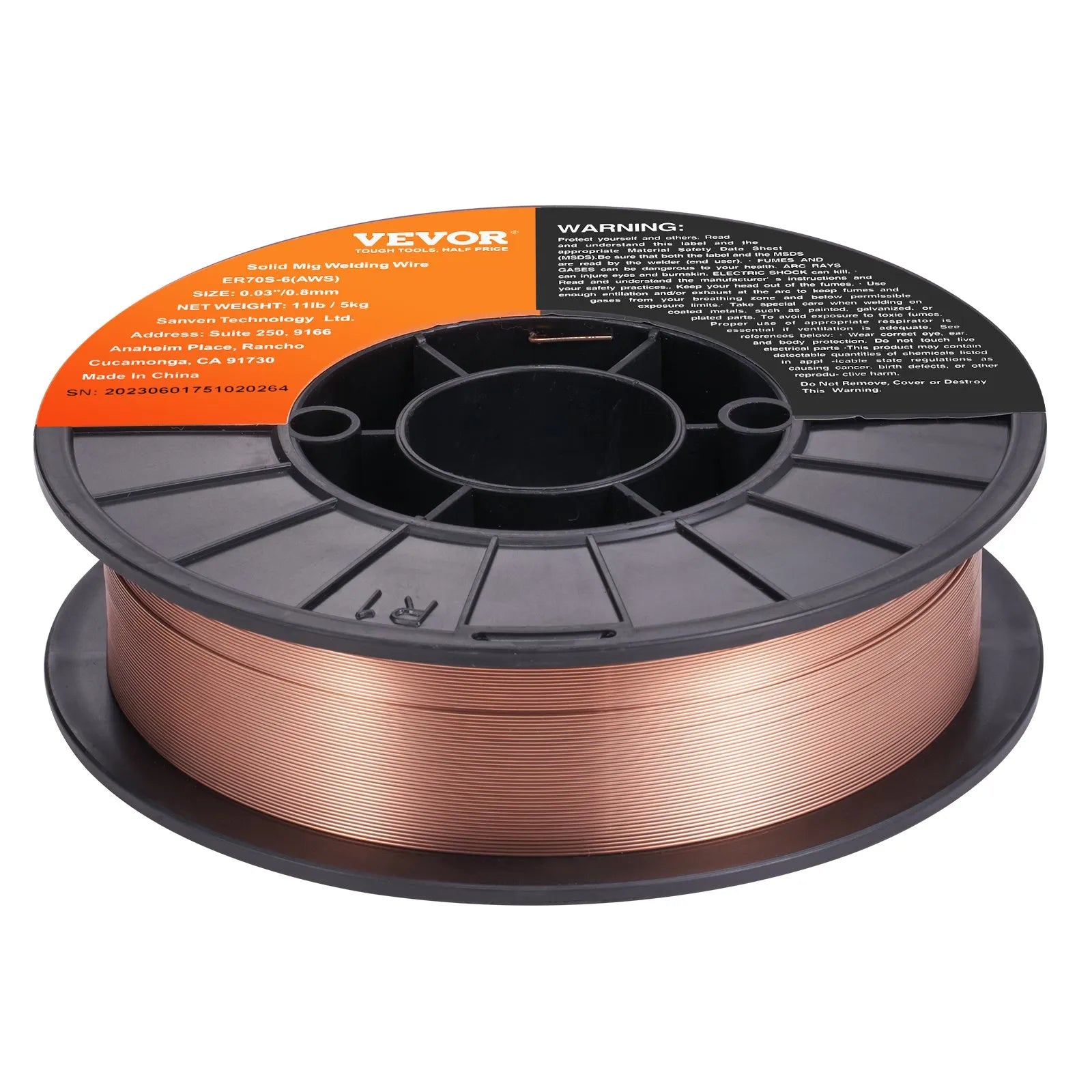 VEVOR Solid MIG Welding Wire, ER70S-6 0.030-inch 11LBS with Low Splatter and High Levels of Deoxidizers for All Position Gas Welding