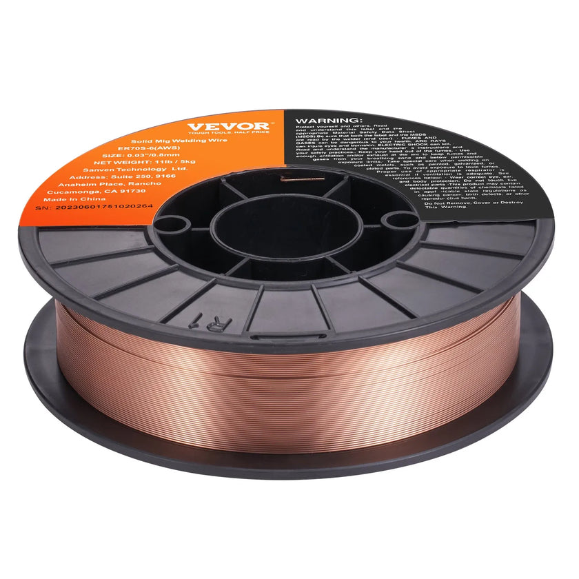 VEVOR Solid MIG Welding Wire, ER70S-6 0.030-inch 11LBS with Low Splatter and High Levels of Deoxidizers for All Position Gas Welding