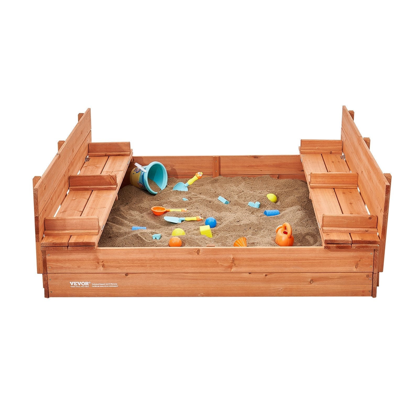 VEVOR Wooden Sandbox Sand Box Sand Pit with Bottom Liner for Outdoor Ages 3-12