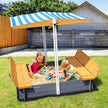 VEVOR Wooden Sandbox with Canopy Sand Box Sand Pit Outdoor Backyard Ages 3-12