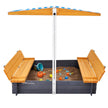VEVOR Wooden Sandbox with Canopy Sand Box Sand Pit Outdoor Backyard Ages 3-12