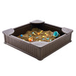 VEVOR Sandbox with Cover, 48.6x48.6x12.4 in Square Sand Box, HDPE Sand Pit with 4 Corner Seating and Bottom Liner, Kids Sandbox for Outdoor Backyard, Beach, Park, Gift for Boys Girls Ages 3-12, Brown